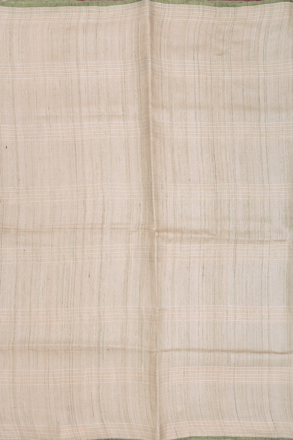 Tussar Silk Saree In Cream Color With Stripes Design