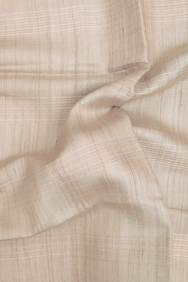 Tussar Silk Saree In Cream Color With Stripes Design
