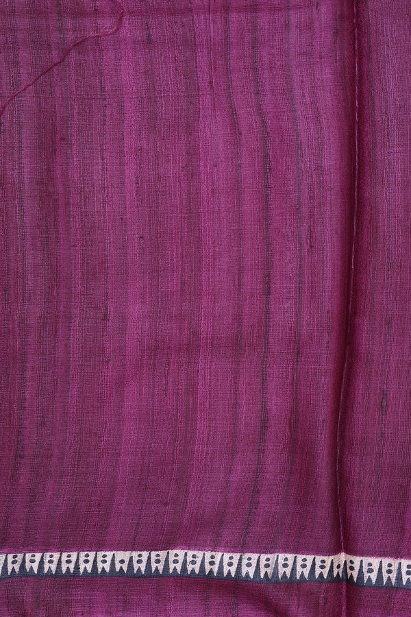 Tussar Silk Saree In Mulberry With Floral Buttas