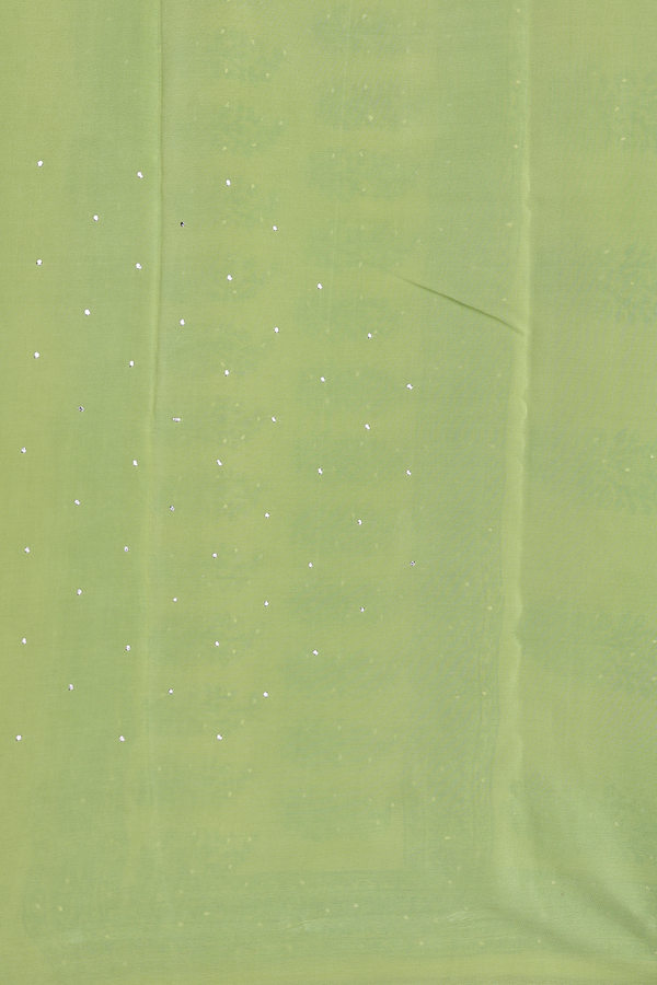 Chiffon Saree In Green With Floral Printed Design