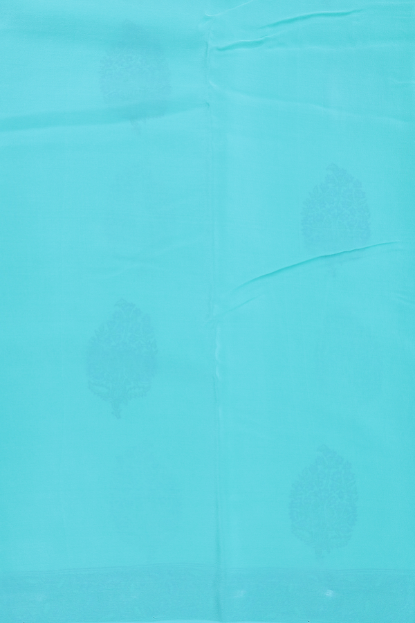 Chiffon Saree In Mint Green With Floral Printed Design