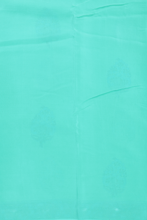 Chiffon Saree In Mint Green With Floral Printed Design