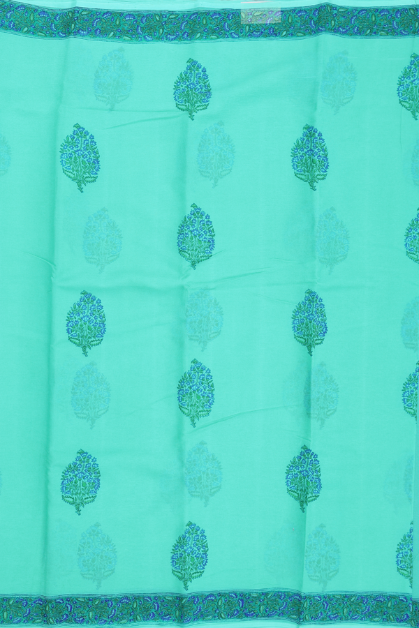 Chiffon Saree In Mint Green With Floral Printed Design