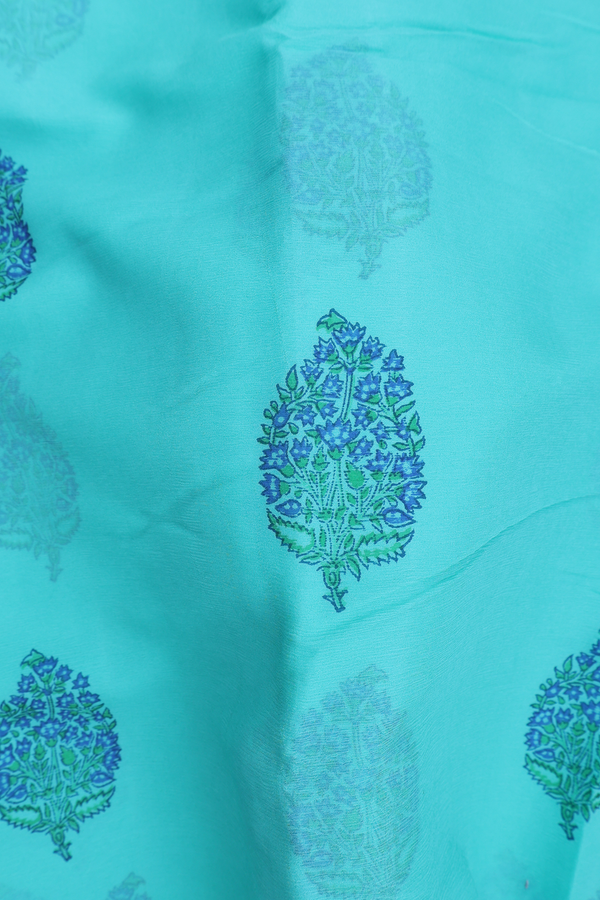 Chiffon Saree In Mint Green With Floral Printed Design