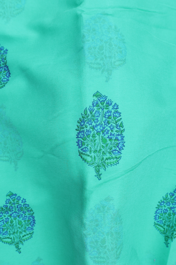 Chiffon Saree In Mint Green With Floral Printed Design