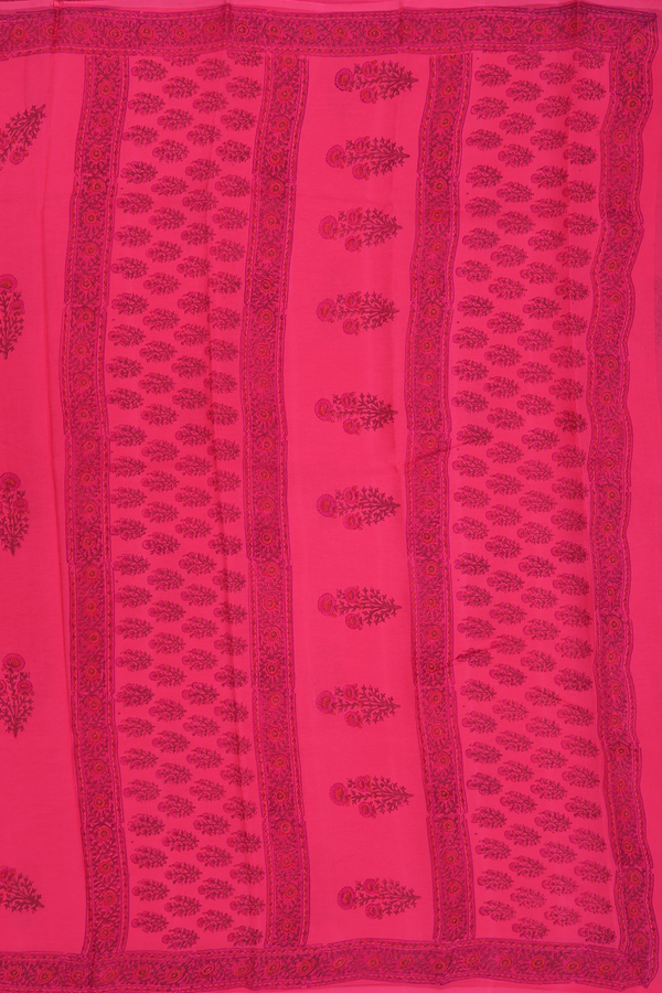 Chiffon Saree In Rose Red With Floral Printed Design