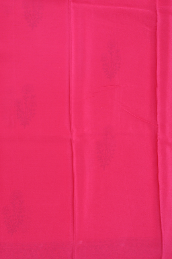 Chiffon Saree In Rose Red With Floral Printed Design