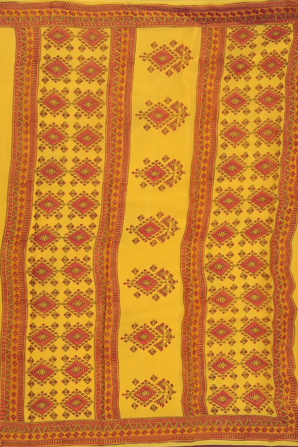 Chiffon Saree In Yellow With Printed Design