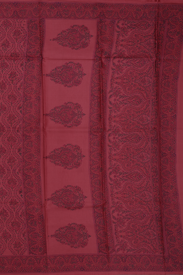 Printed Silk Saree In Red With Allover Design