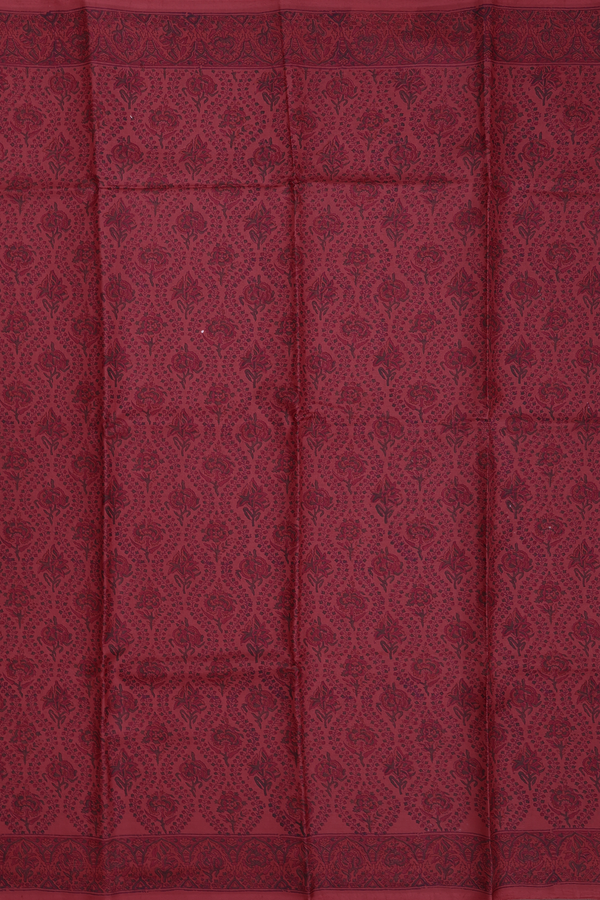 Printed Silk Saree In Red With Allover Design