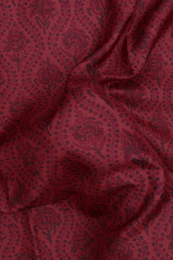 Printed Silk Saree In Red With Allover Design