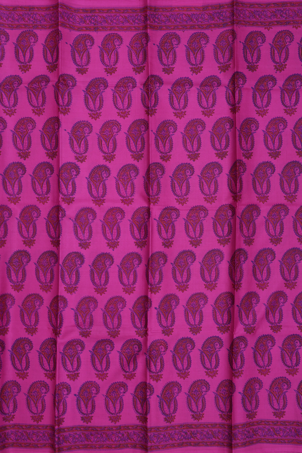 Printed Silk Saree In Purple With Paisley Motifs