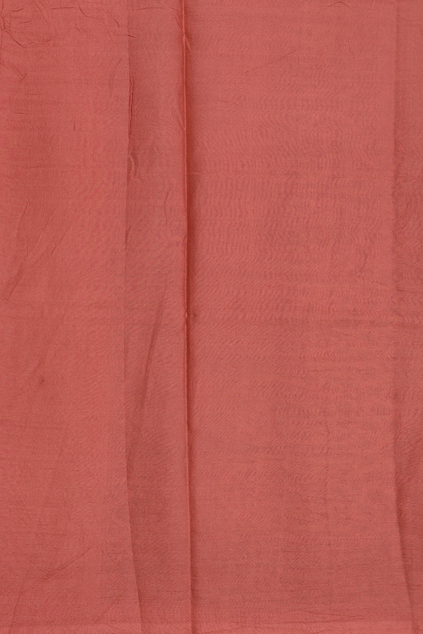 Printed Silk Saree In Pastel Red With Paisley Motifs
