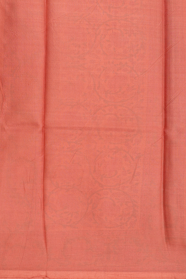 Printed Silk Saree In Orange With Floral Design