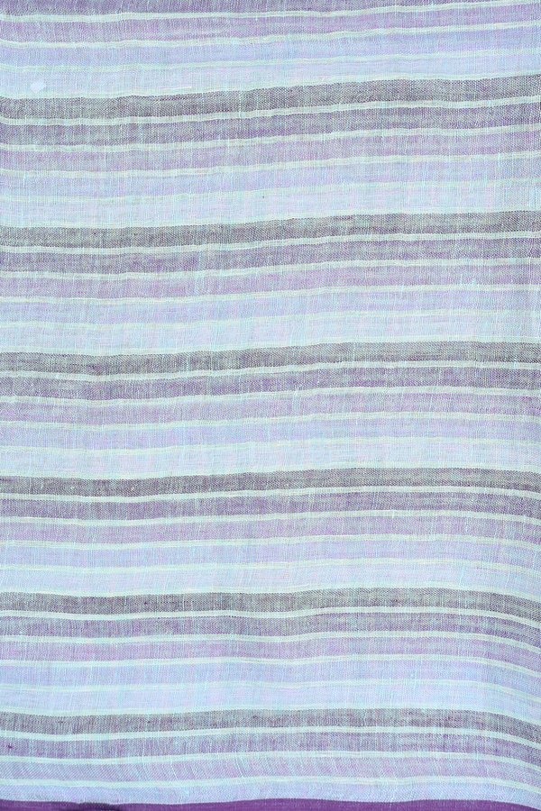Linen Saree In Blue With Stripes Design