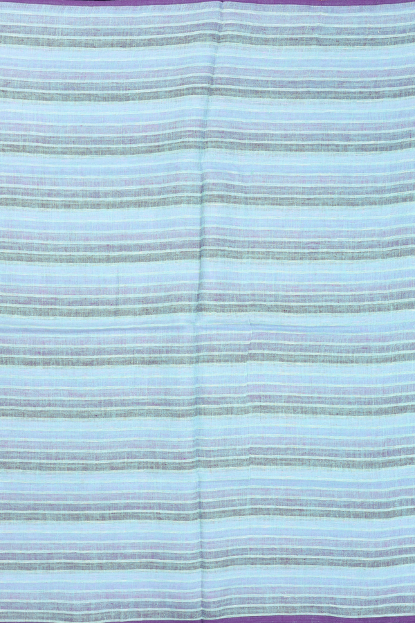 Linen Saree In Blue With Stripes Design