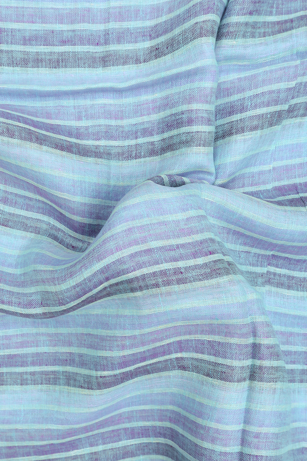 Linen Saree In Blue With Stripes Design