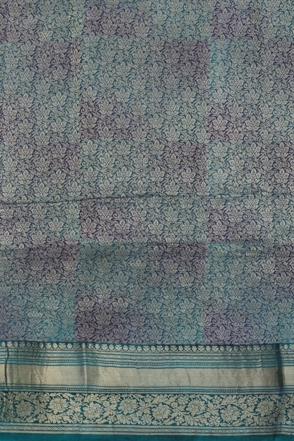 Printed Silk Saree In Green And Blue With Printed Design