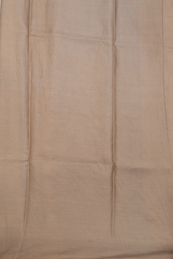 Printed Silk Saree In Khaki With Floral Design