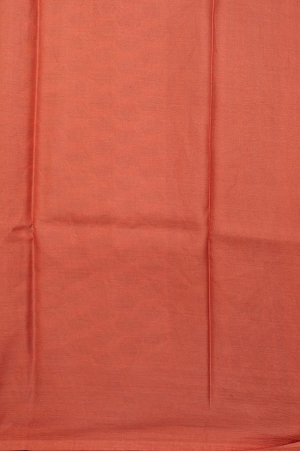Printed Silk Saree In Orange With Paisley Design