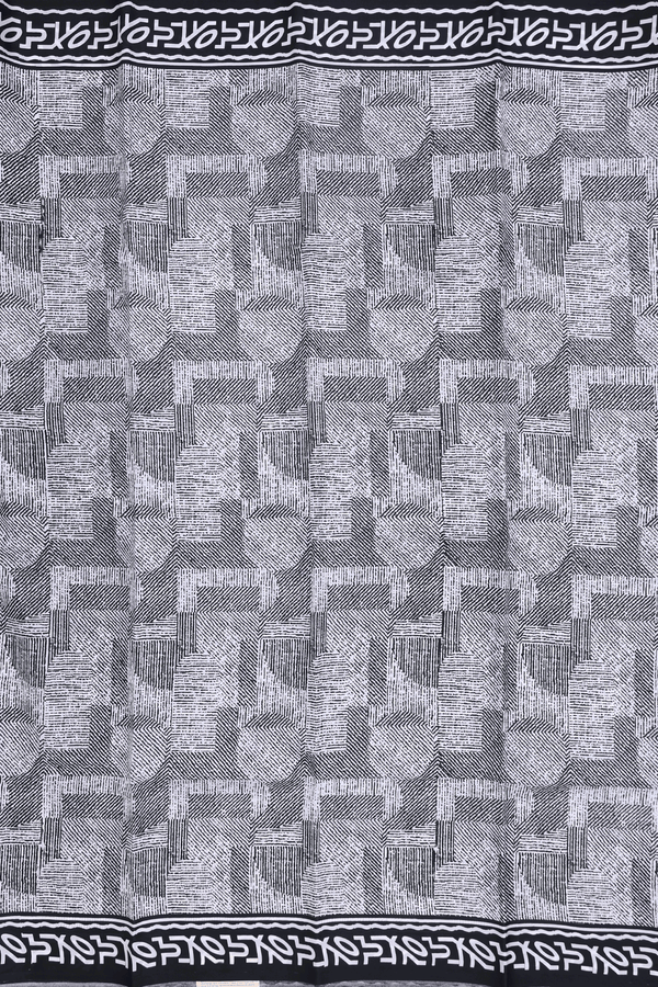 Printed Silk Saree In Black And White With Printed Design
