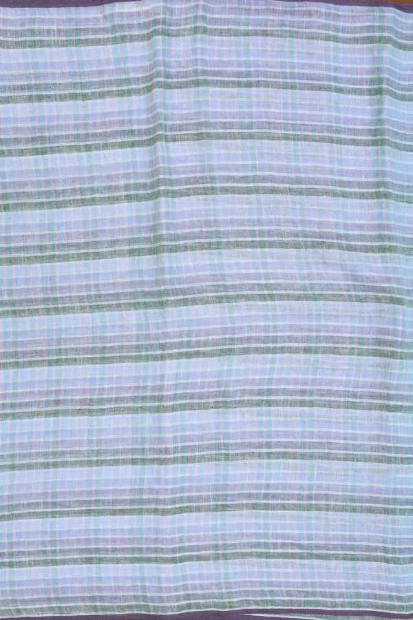 Linen Saree In Shades Of Purple With Stripes Design