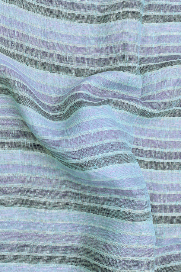 Linen Saree In Shades Of Purple With Stripes Design