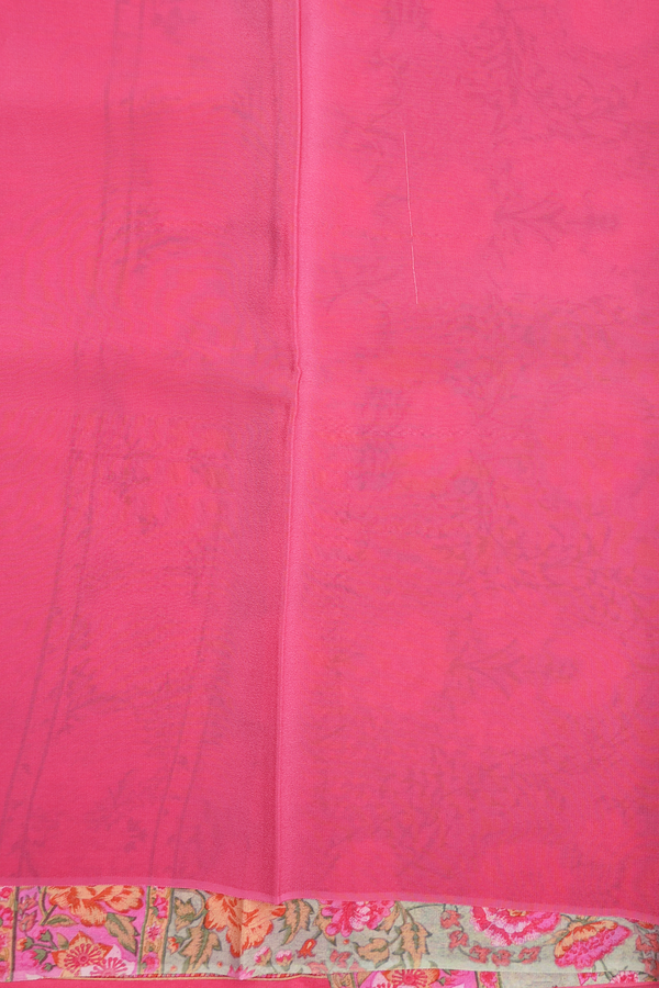 Crepe Saree In Light Sage Green With Floral Printed Design