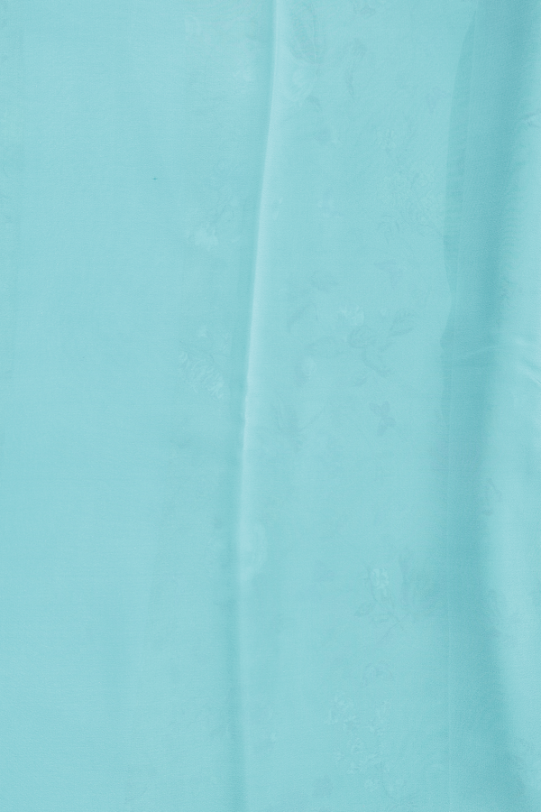 Crepe Saree In Turkish Blue With Floral Printed Design