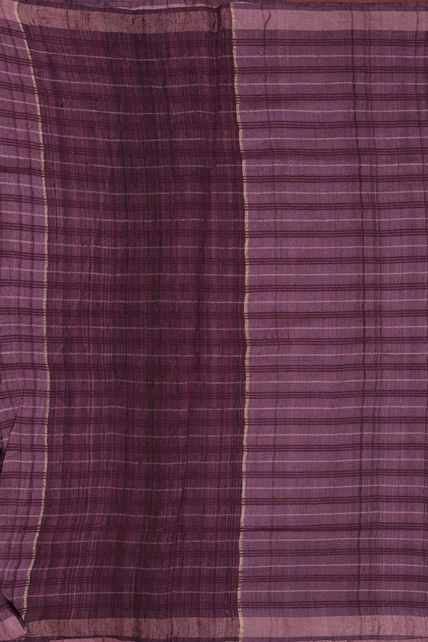 Tussar Silk Saree In Plum Purple With Stripes Design