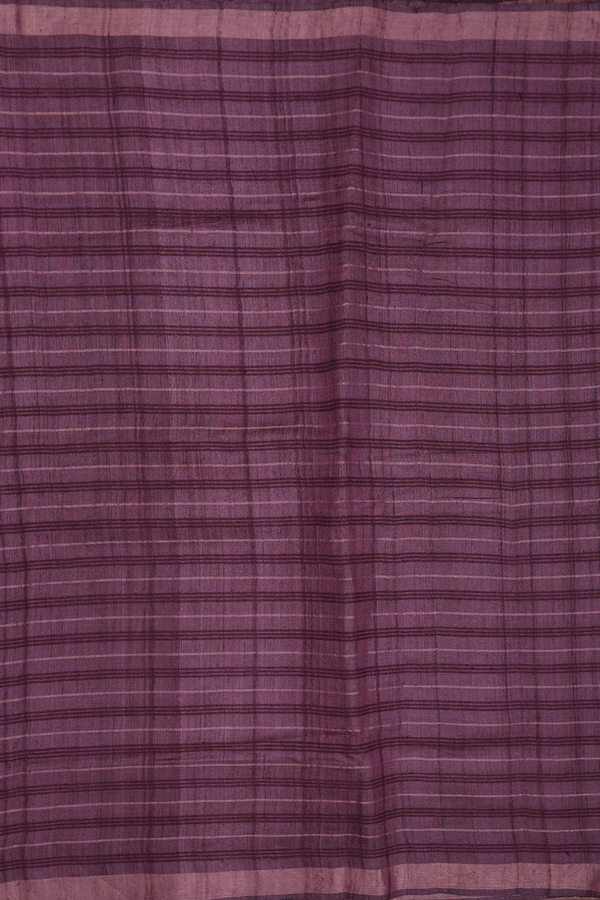 Tussar Silk Saree In Plum Purple With Stripes Design