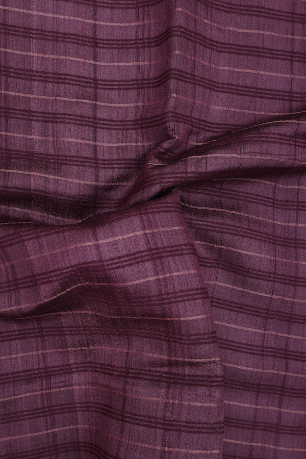 Tussar Silk Saree In Plum Purple With Stripes Design