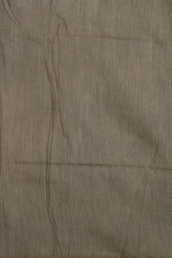 Tussar Silk Saree In Greenish Brown With Floral Design
