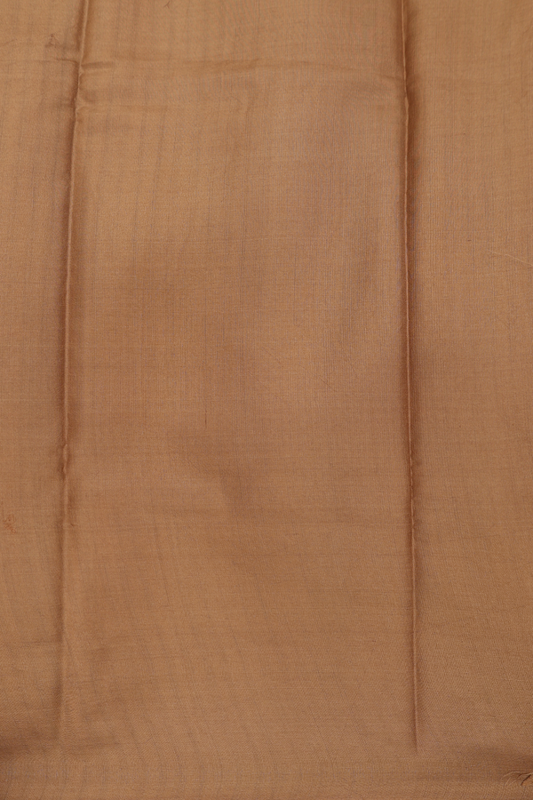 Printed Silk Saree In Light Brown With Paisley Design