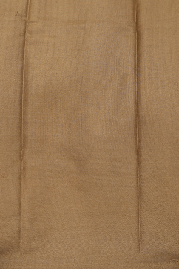 Printed Silk Saree In Light Brown With Paisley Design