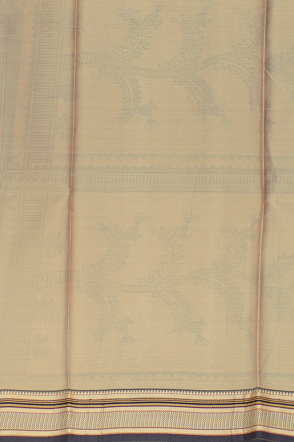 Printed Silk Saree In Pastel Brown With Geometric Buttas