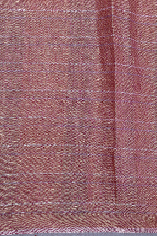 Linen Saree In Shades Of Orange With Checked Design