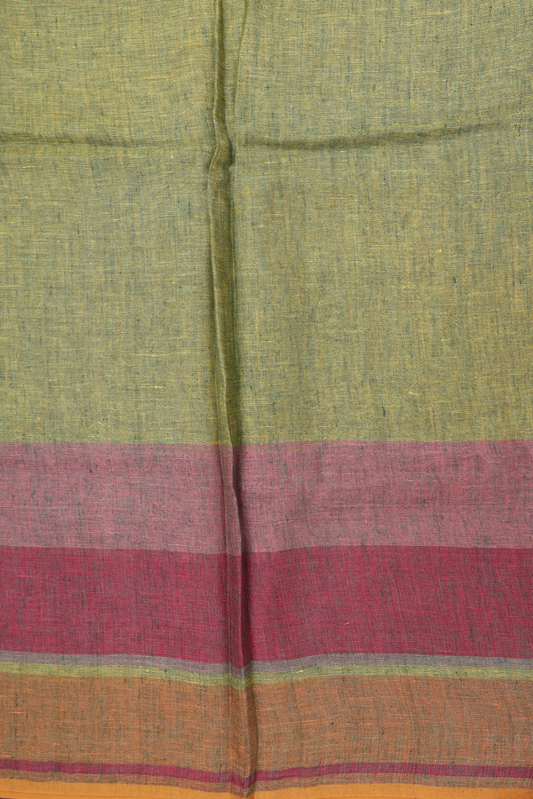 Linen Saree In Yellow With Contrast Border