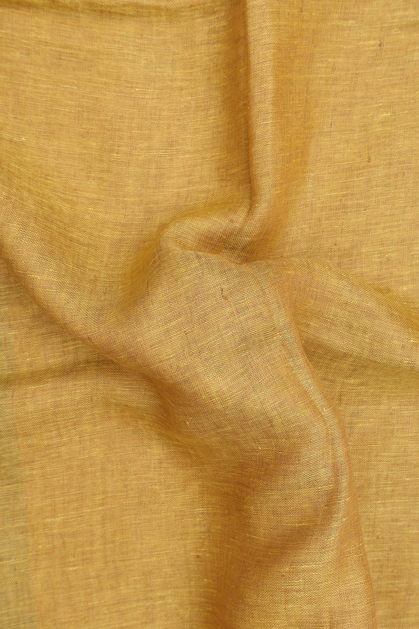 Linen Saree In Yellow With Contrast Border