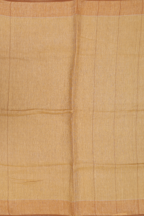 Linen Saree In Brick Yellow With Stripes Design