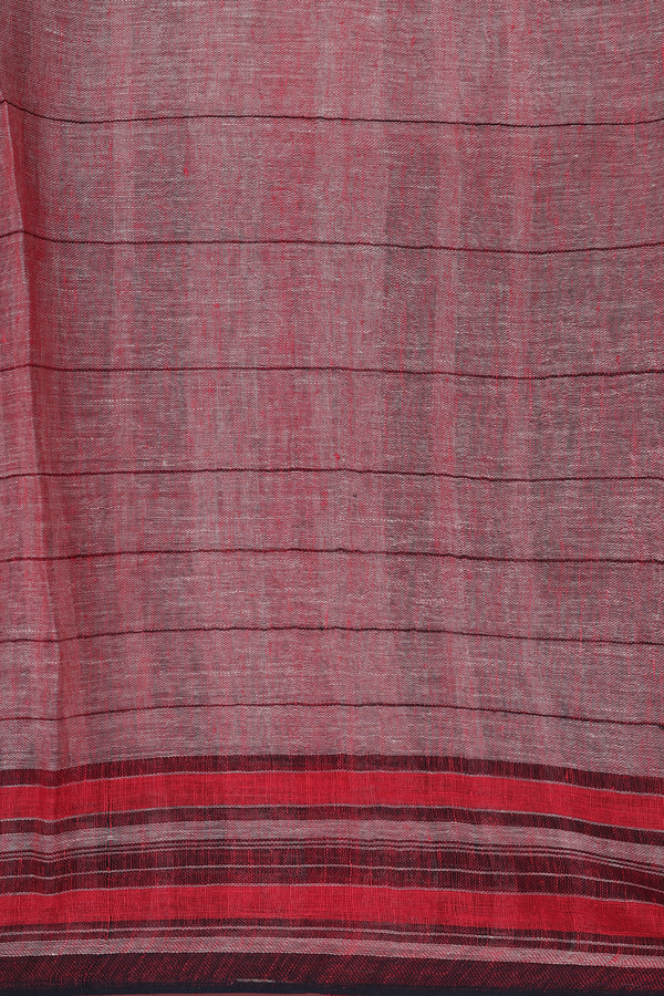 Linen Saree In Dusty Brown With Checks Design