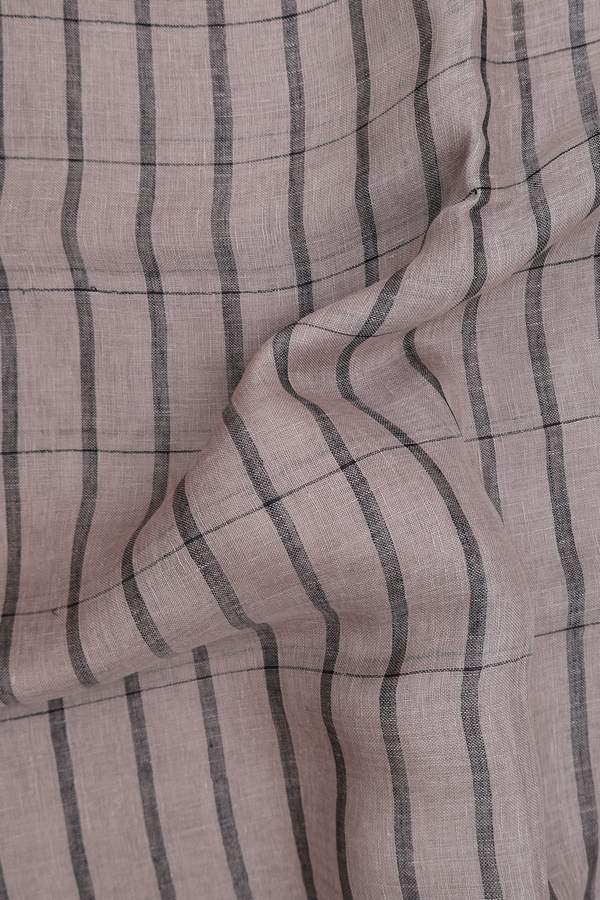 Linen Saree In Dusty Brown With Checks Design