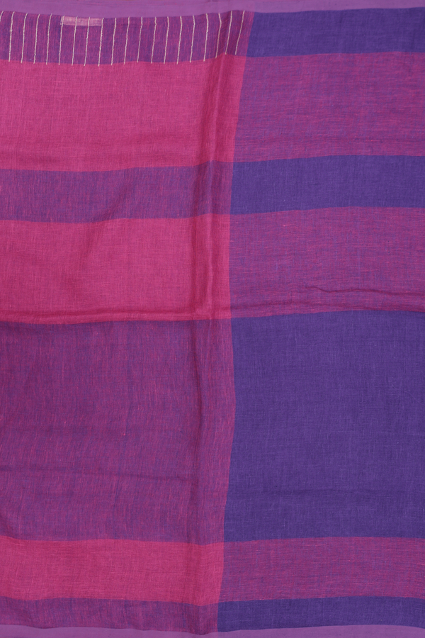Linen Saree In Shades Of Purple With Stripes Design