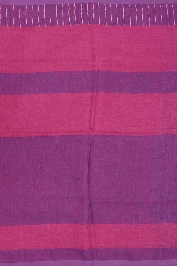 Linen Saree In Shades Of Purple With Stripes Design
