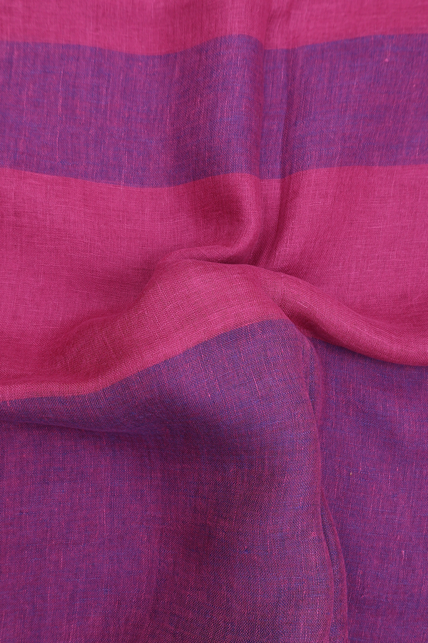 Linen Saree In Shades Of Purple With Stripes Design