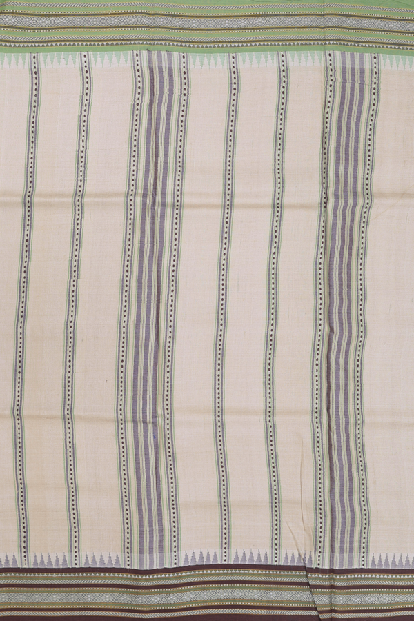 Tussar Silk Saree In Cream Color With Ganga Jamuna Border