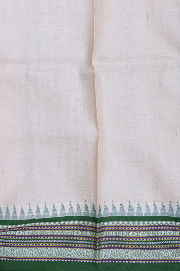 Tussar Silk Saree In Cream Color With Ganga Jamuna Border