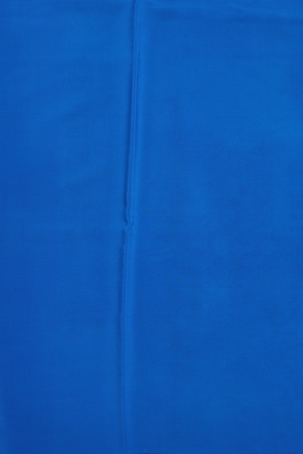 Crepe Saree In Peacock Blue With Floral Design
