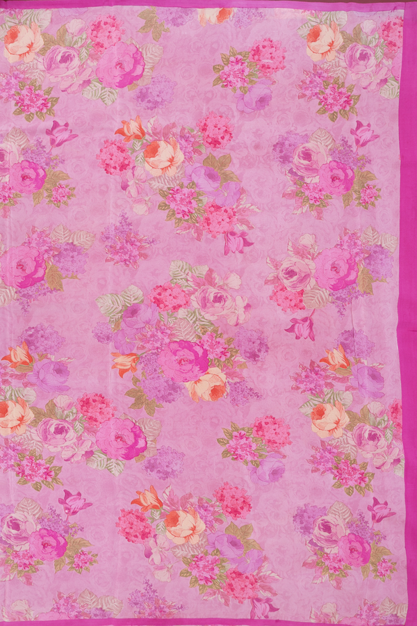 Crepe Saree In Dusty Pink With Floral Design
