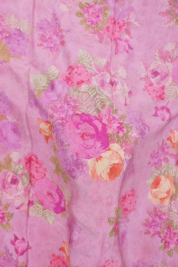 Crepe Saree In Dusty Pink With Floral Design